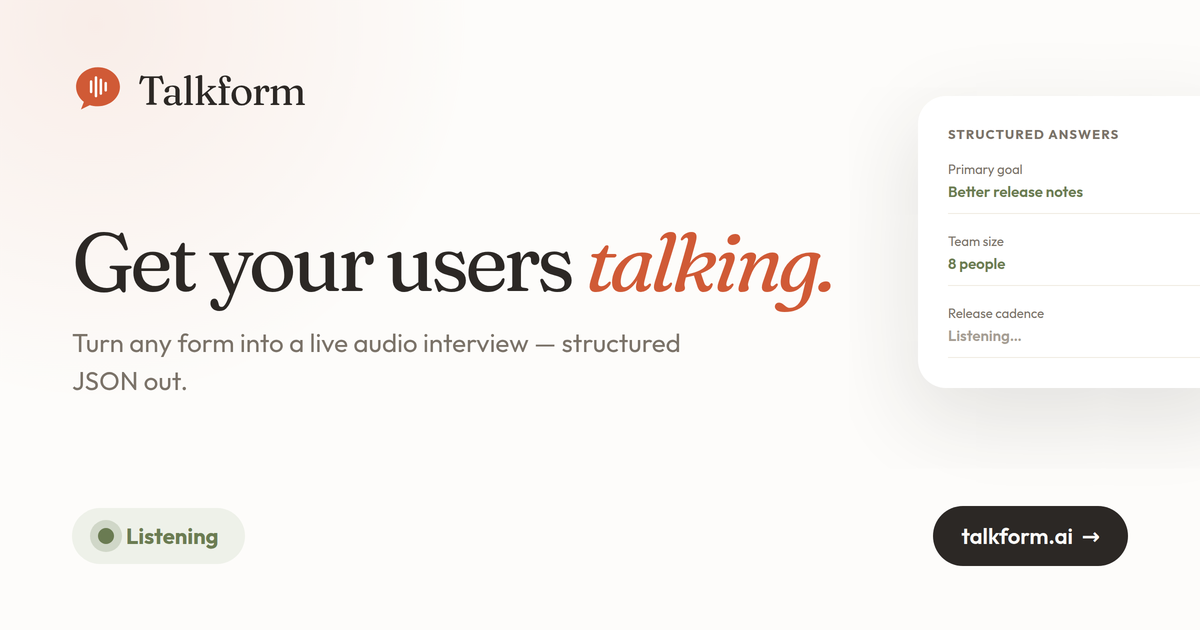 Form Into Talkform | Turn a form into a guided voice interview